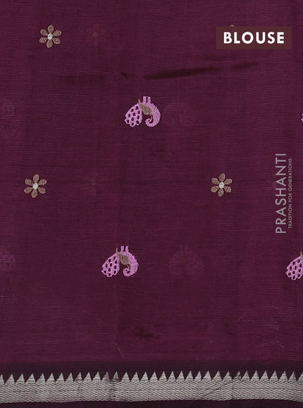 Wine Mangalagiri Silk Cotton - Embroidery