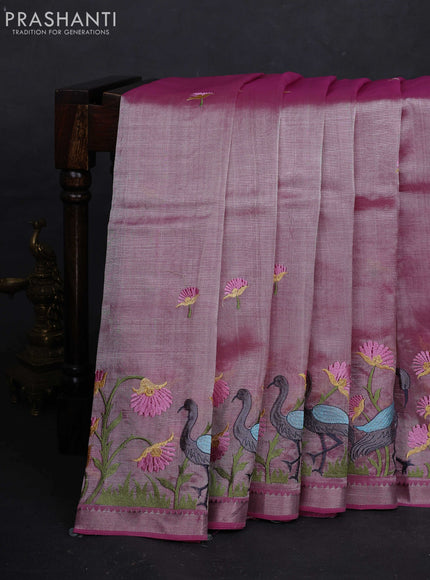 Pink Mangalagiri Silk Cotton - Embroidery