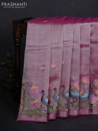Pink Mangalagiri Silk Cotton - Embroidery