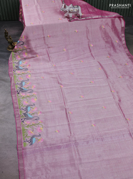 Pink Mangalagiri Silk Cotton - Embroidery