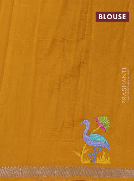 Mustard Yellow Mangalagiri Silk Cotton - Embroidery