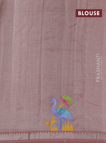 Pastel Peach Mangalagiri Silk Cotton - Embroidery