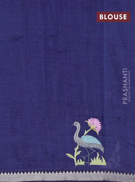 Navy Blue Mangalagiri Silk Cotton - Embroidery
