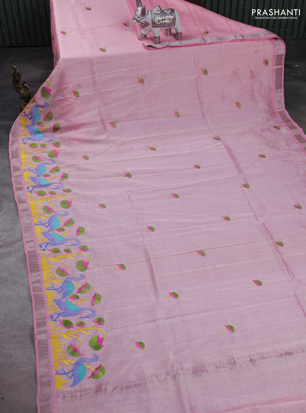 Pink Mangalagiri Silk Cotton - Embroidery