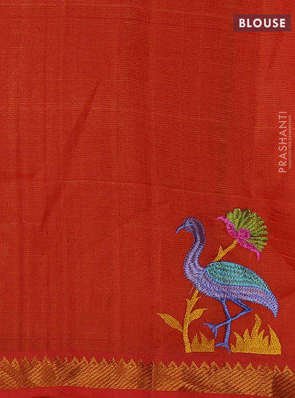Orange Mangalagiri Silk Cotton - Embroidery