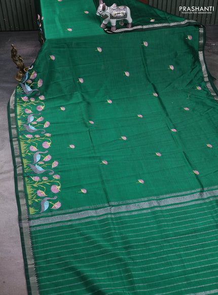 Green Mangalagiri Silk Cotton - Embroidery
