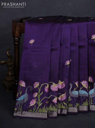 Purple Mangalagiri Silk Cotton - Embroidery