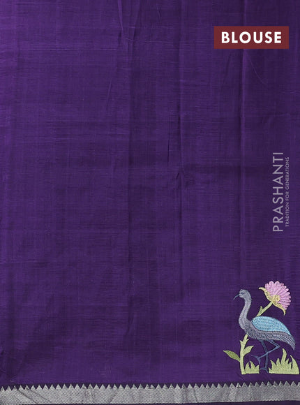 Purple Mangalagiri Silk Cotton - Embroidery