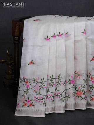 Off White Mangalagiri Silk Cotton - Embroidery