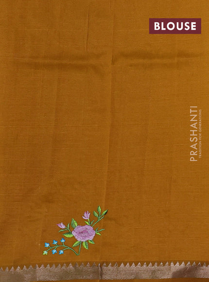 Mustard Yellow Mangalagiri Silk Cotton - Embroidery