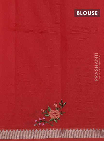 Peach Orange Mangalagiri Silk Cotton - Embroidery