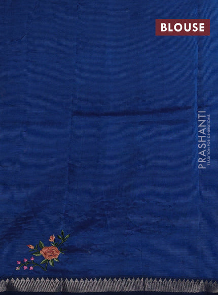Peacock Blue Mangalagiri Silk Cotton - Embroidery