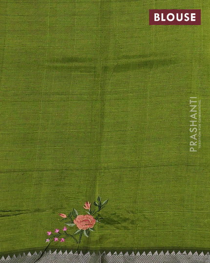 Green Mangalagiri Silk Cotton - Embroidery
