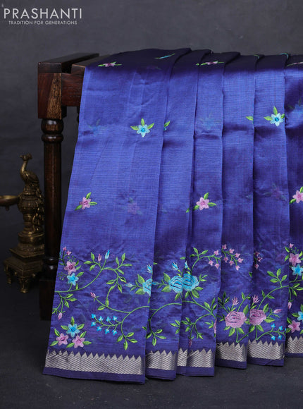 Blue Mangalagiri Silk Cotton - Embroidery