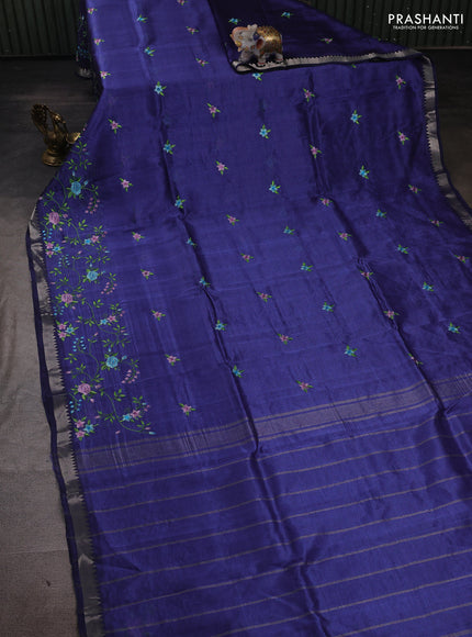 Blue Mangalagiri Silk Cotton - Embroidery