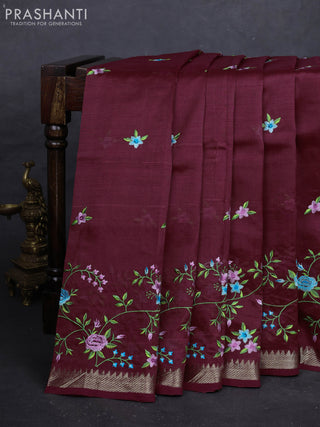 Maroon Mangalagiri Silk Cotton - Embroidery