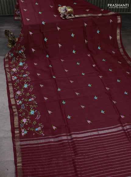 Maroon Mangalagiri Silk Cotton - Embroidery