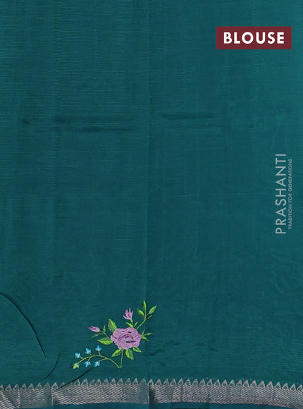 Teal Green Mangalagiri Silk Cotton - Embroidery