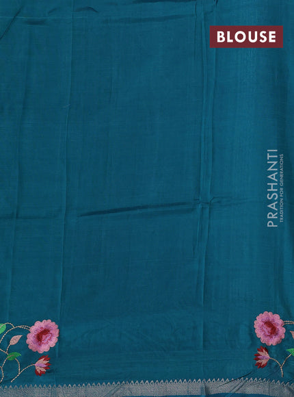 Teal Green Mangalagiri Silk Cotton - Embroidery