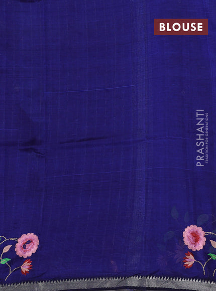 Navy Blue Mangalagiri Silk Cotton - Embroidery