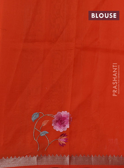 Orange Mangalagiri Silk Cotton - Embroidery