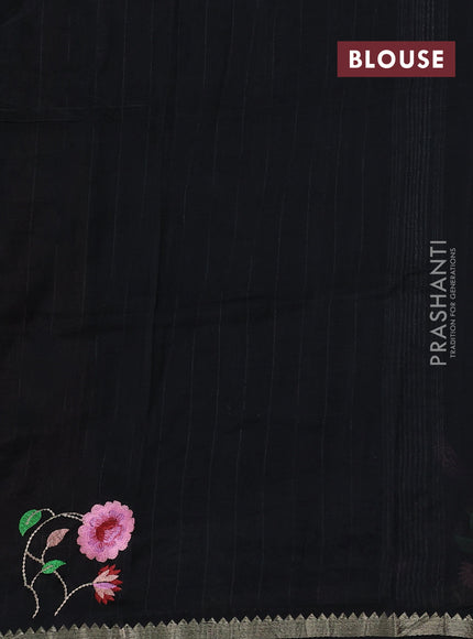 Black Mangalagiri Silk Cotton - Embroidery
