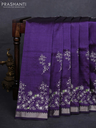 Purple Mangalagiri Silk Cotton - Embroidery