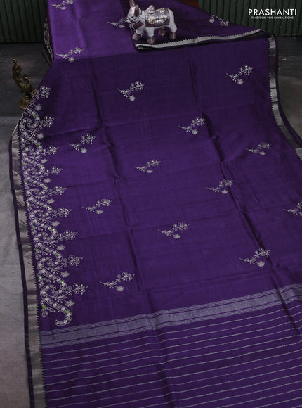 Purple Mangalagiri Silk Cotton - Embroidery
