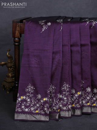 Purple Mangalagiri Silk Cotton - Embroidery