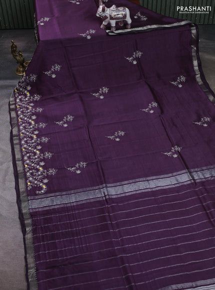Purple Mangalagiri Silk Cotton - Embroidery