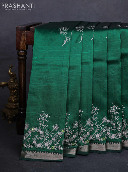 Green Mangalagiri Silk Cotton - Embroidery