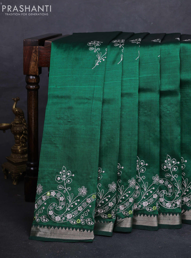 Green Mangalagiri Silk Cotton - Embroidery