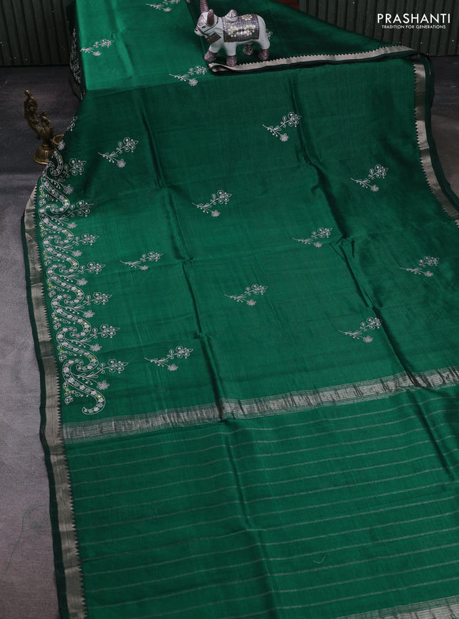 Green Mangalagiri Silk Cotton - Embroidery