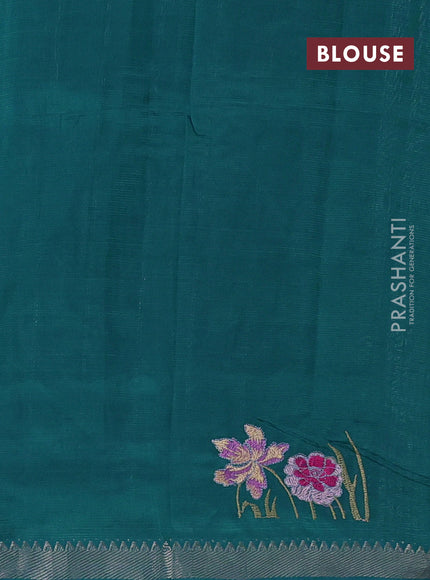 Teal Green Mangalagiri Silk Cotton - Embroidery