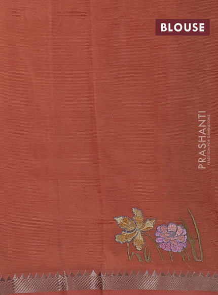 Peach Mangalagiri Silk Cotton - Embroidery