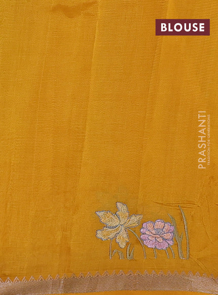 Mustard Yellow Mangalagiri Silk Cotton - Embroidery