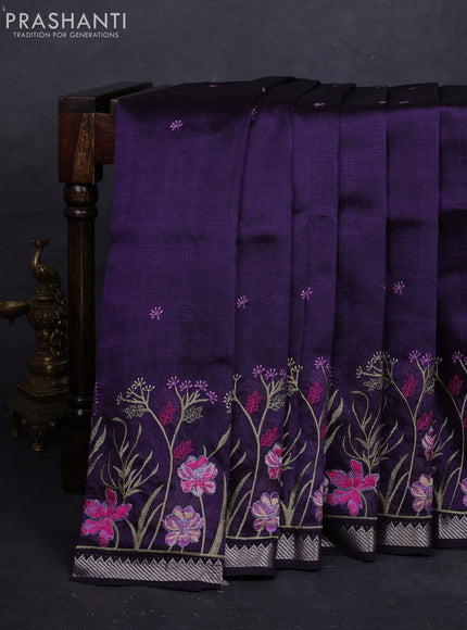 Purple Mangalagiri Silk Cotton - Embroidery