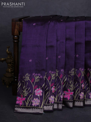 Purple Mangalagiri Silk Cotton - Embroidery