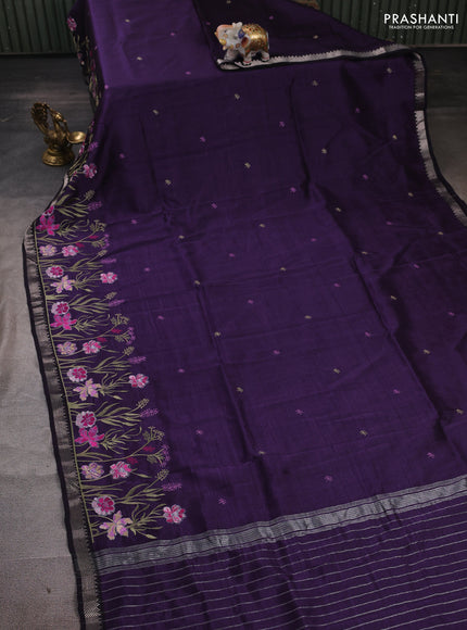 Purple Mangalagiri Silk Cotton - Embroidery