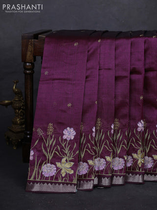 Wine Mangalagiri Silk Cotton - Embroidery