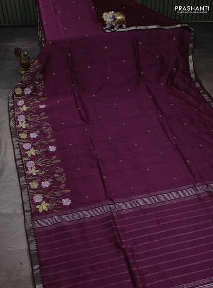 Wine Mangalagiri Silk Cotton - Embroidery