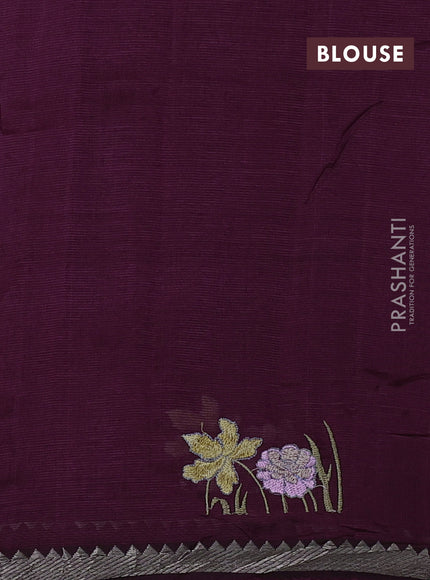 Wine Mangalagiri Silk Cotton - Embroidery