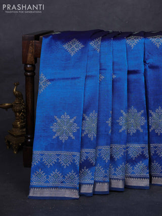 Peacock Blue Mangalagiri Silk Cotton - Embroidery