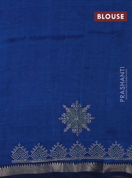 Peacock Blue Mangalagiri Silk Cotton - Embroidery