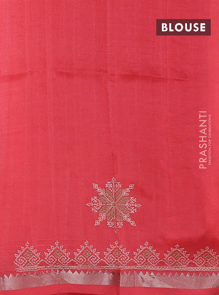Peach Orange Mangalagiri Silk Cotton - Embroidery