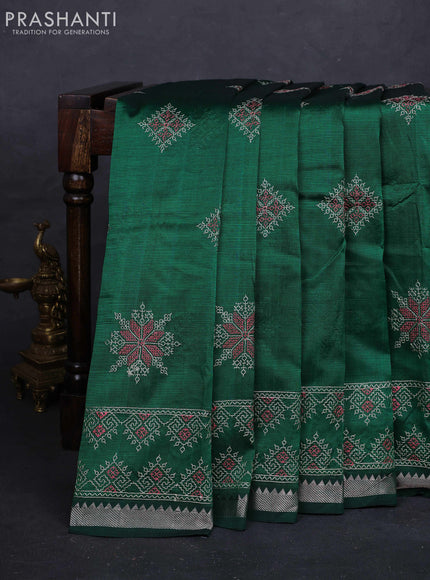 Green Mangalagiri Silk Cotton - Embroidery