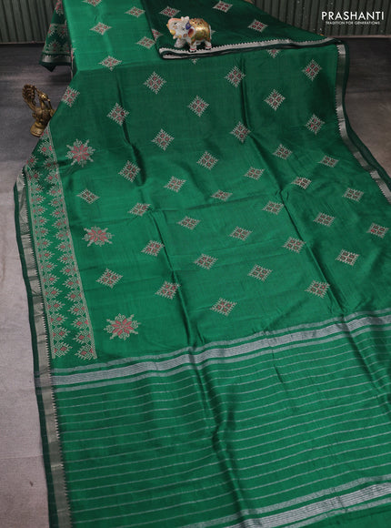 Green Mangalagiri Silk Cotton - Embroidery