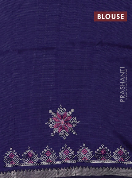 Navy Blue Mangalagiri Silk Cotton - Embroidery