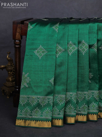 Green Mangalagiri Silk Cotton - Embroidery