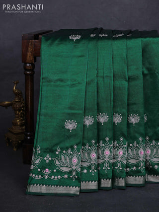 Green Mangalagiri Silk Cotton - Embroidery